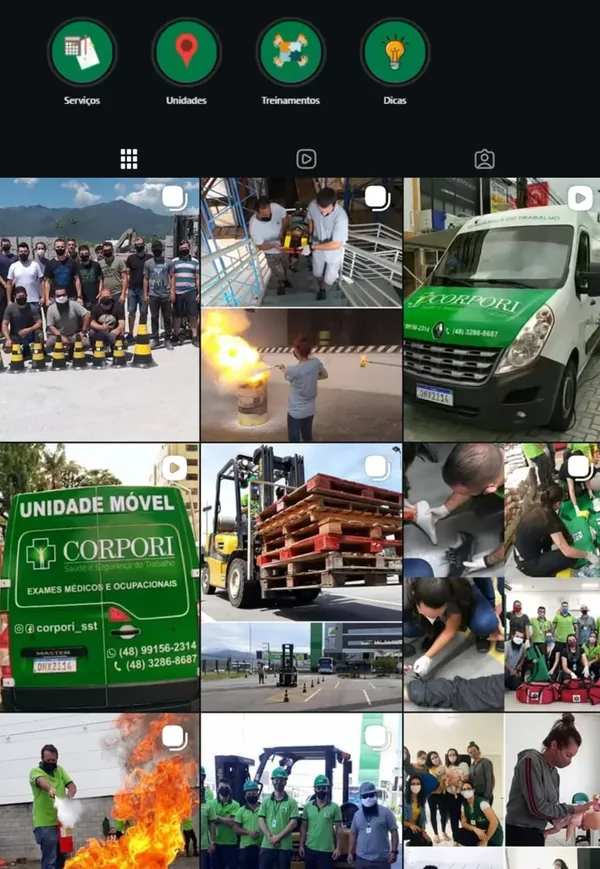 Perfil da Corpori antes, quando ninguém cuidava do Instagram