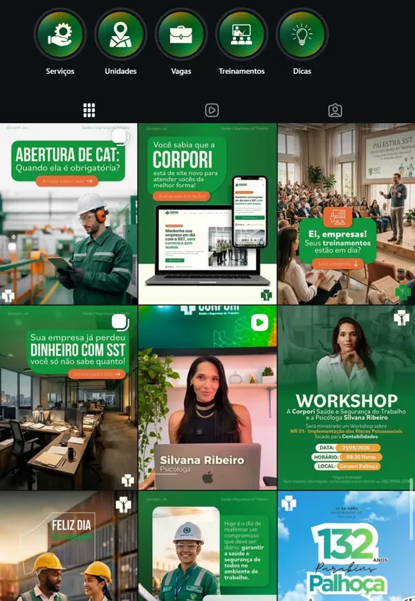 Perfil da Corpori depois, com a Arcus